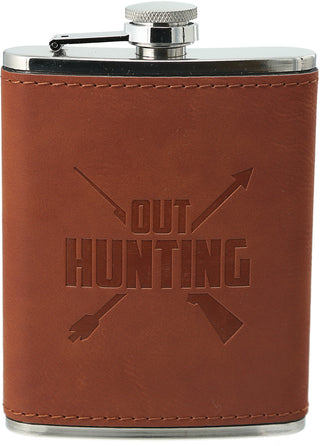 Out Hunting Leather &  Stainless Steel Flask