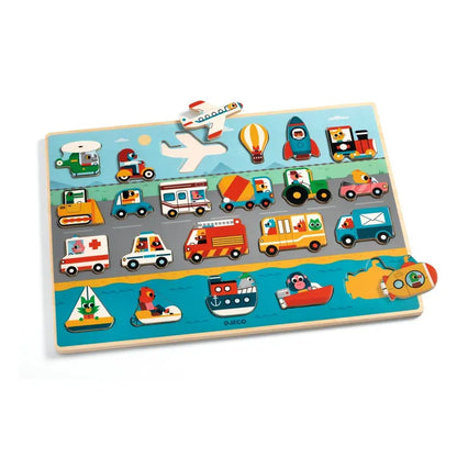 Wooden "Vroom" Vehicle Puzzle | Djeco