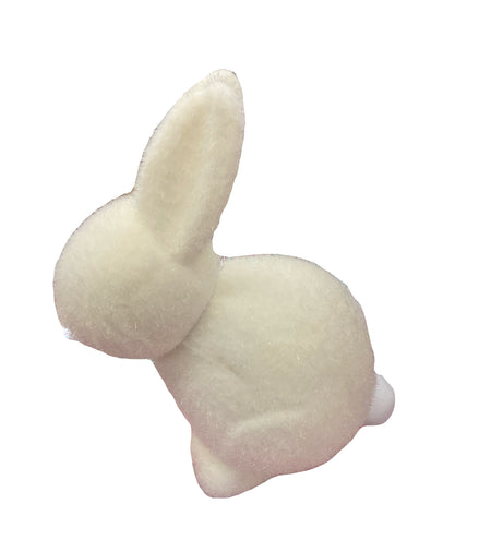 Flocked Pastel Seated Bunny w/ Pom  Pom Tail | 7" Figure