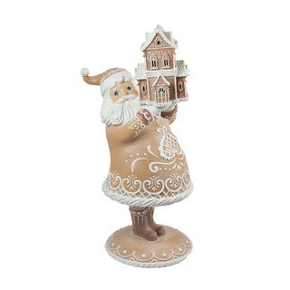 45" Gingerbread Santa Carrying Gingerbread House | December Diamonds