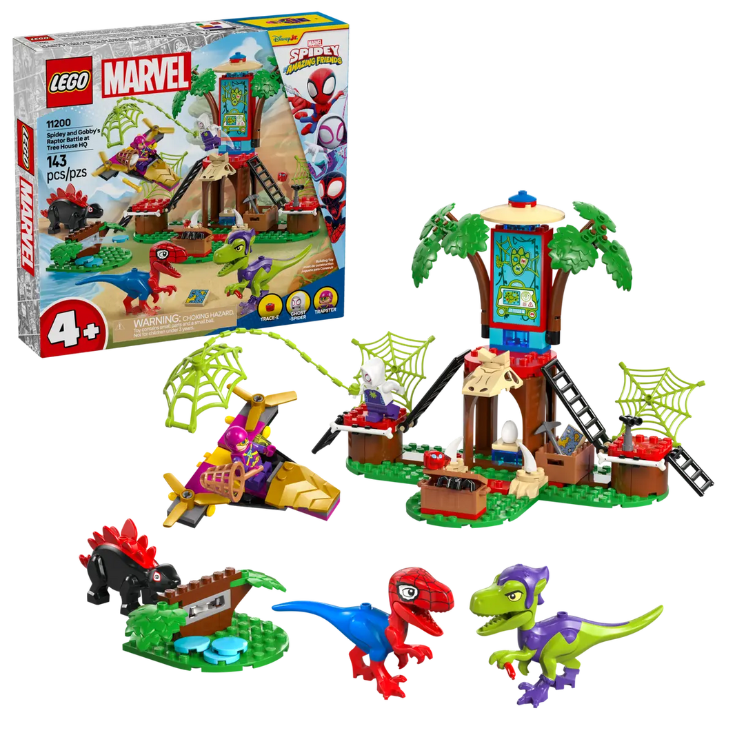 Lego Spidey and Gobby's Raptor Battle at Tree House HQ | 11200