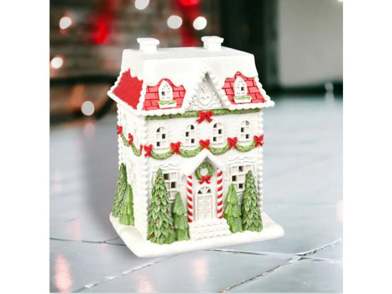 16" City Brownstone Lighted House | December Diamonds
