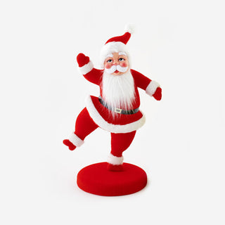 24" Flocked Dancing Santa on Base | One Hundred and 80 Degrees