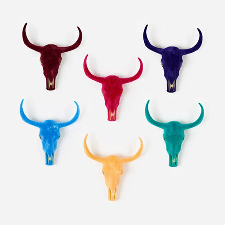 Flocked Bull Skull Wall Mount