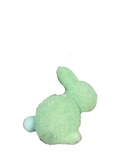 Flocked Pastel Seated Bunny w/ Pom  Pom Tail | 3.5" Figure