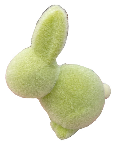 Flocked Pastel Seated Bunny w/ Pom  Pom Tail | 7" Figure