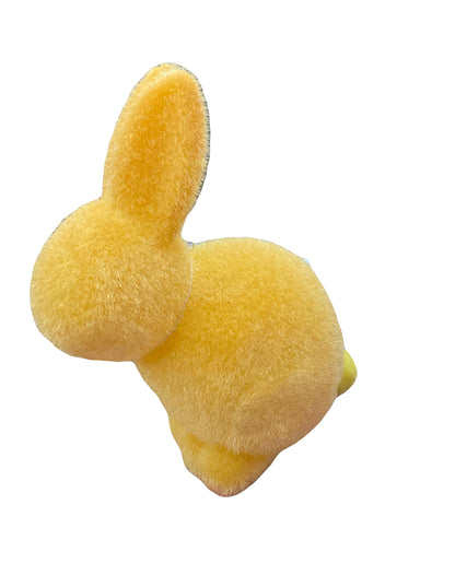Flocked Pastel Seated Bunny w/ Pom  Pom Tail | 7" Figure