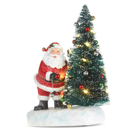 7" Lighted Sisal Tree with Santa Figurine