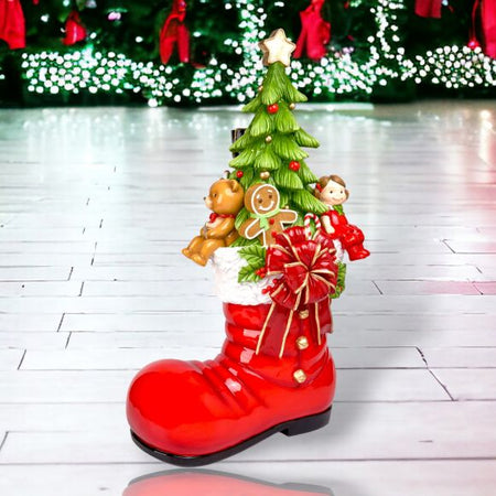 35" LED Red Boot with Tree | December Diamonds