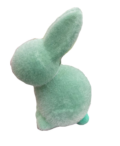 Flocked Pastel Seated Bunny w/ Pom  Pom Tail | 7" Figure