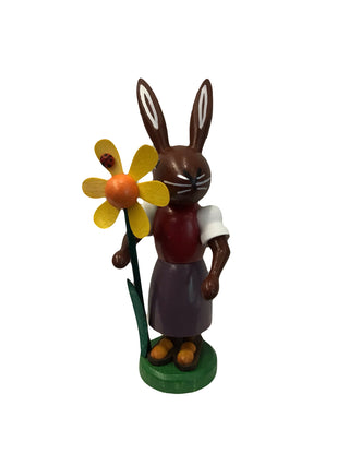 German Wooden Bunny Chocolate with Flower