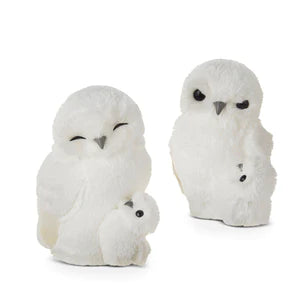 7.5" White Owl with Baby Ornament