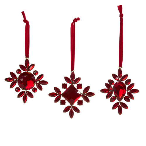 3.5" Red Jeweled Snowflake Ornament