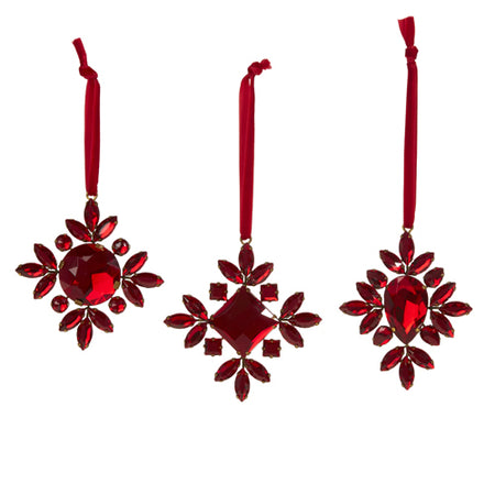 3.5" Red Jeweled Snowflake Ornament