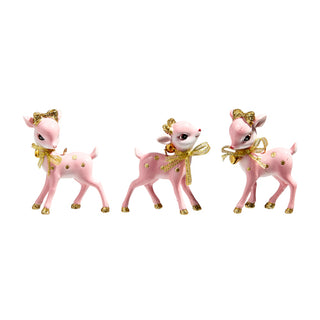 3" Pink Retro Inspired Deer Ornament