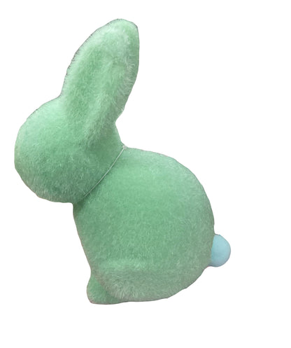 Flocked Pastel Seated Bunny w/ Pom  Pom Tail | 7" Figure