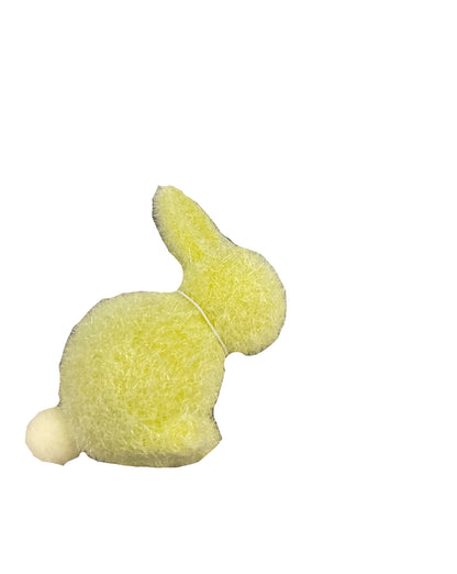 Flocked Pastel Seated Bunny w/ Pom  Pom Tail | 3.5" Figure