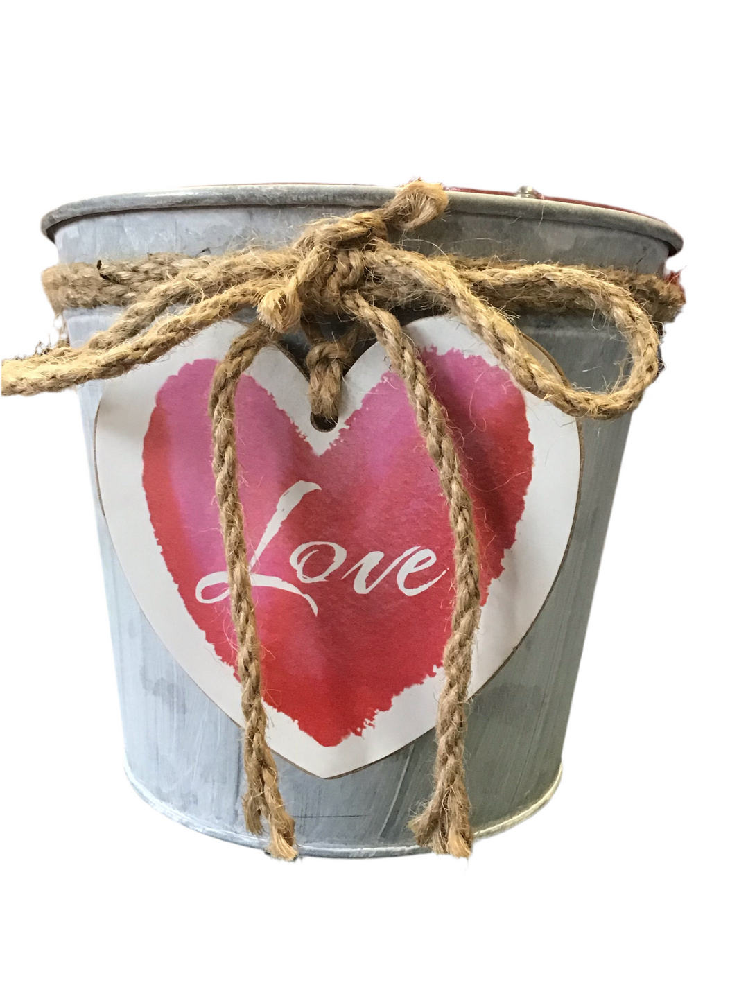 Love Galvanized Style Metal Bucket