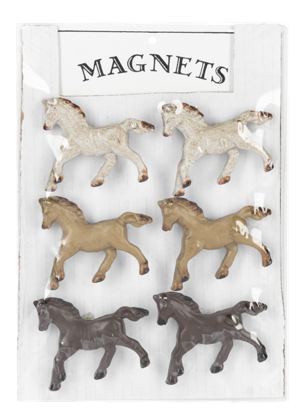 Cast Iron Six-Piece Horse Magnet Set