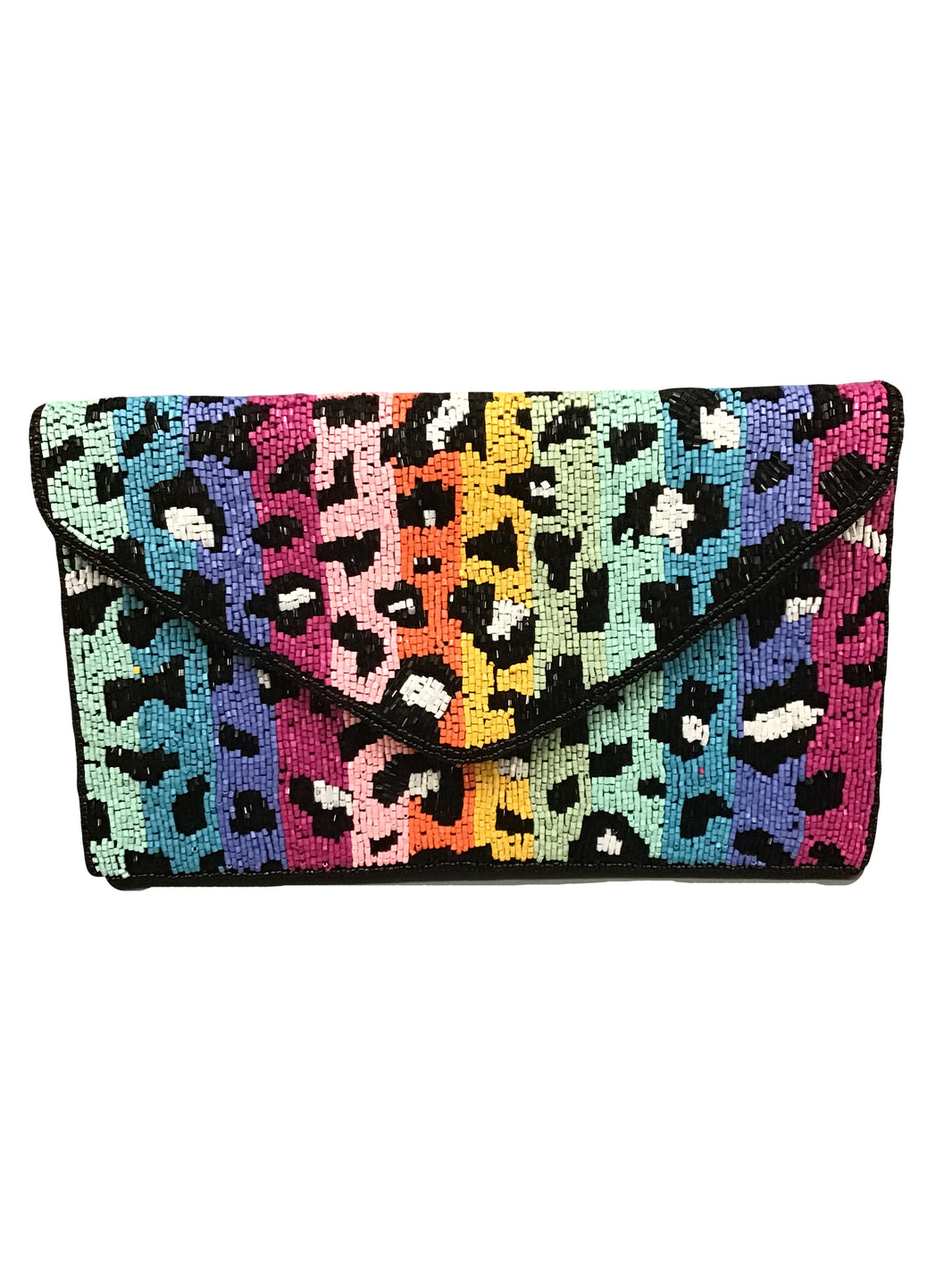Beaded Rainbow Leopard Purse