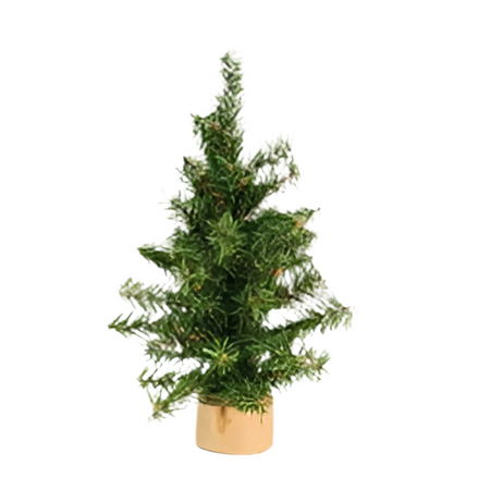8” Miniature Faux Christmas Tree With Wood Base