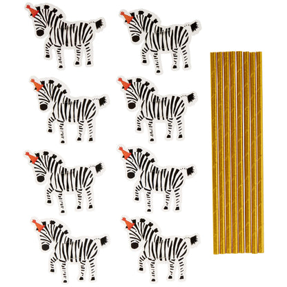 Party Animal Paper Cups and Straw Set | 8 Count