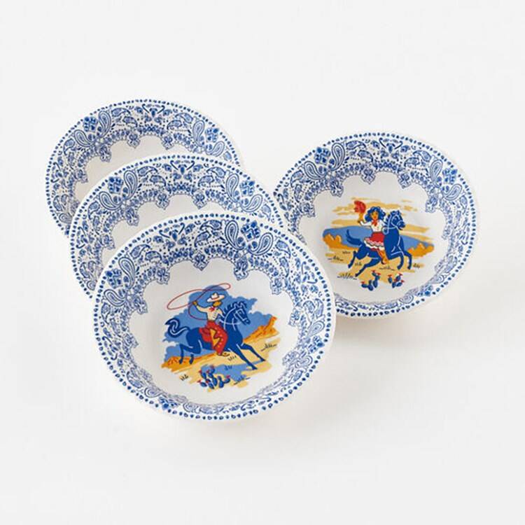 Cowboy & Cowgirl Melamine Bowl Set | Set of 4