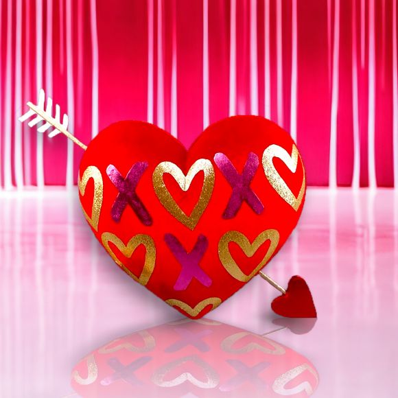 14" Hanging Red Cupid Heart