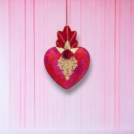 14" Pink and Gold Hanging Heart