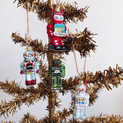 Tiny Glass Robot Ornament
