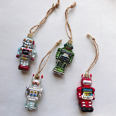 Tiny Glass Robot Ornament