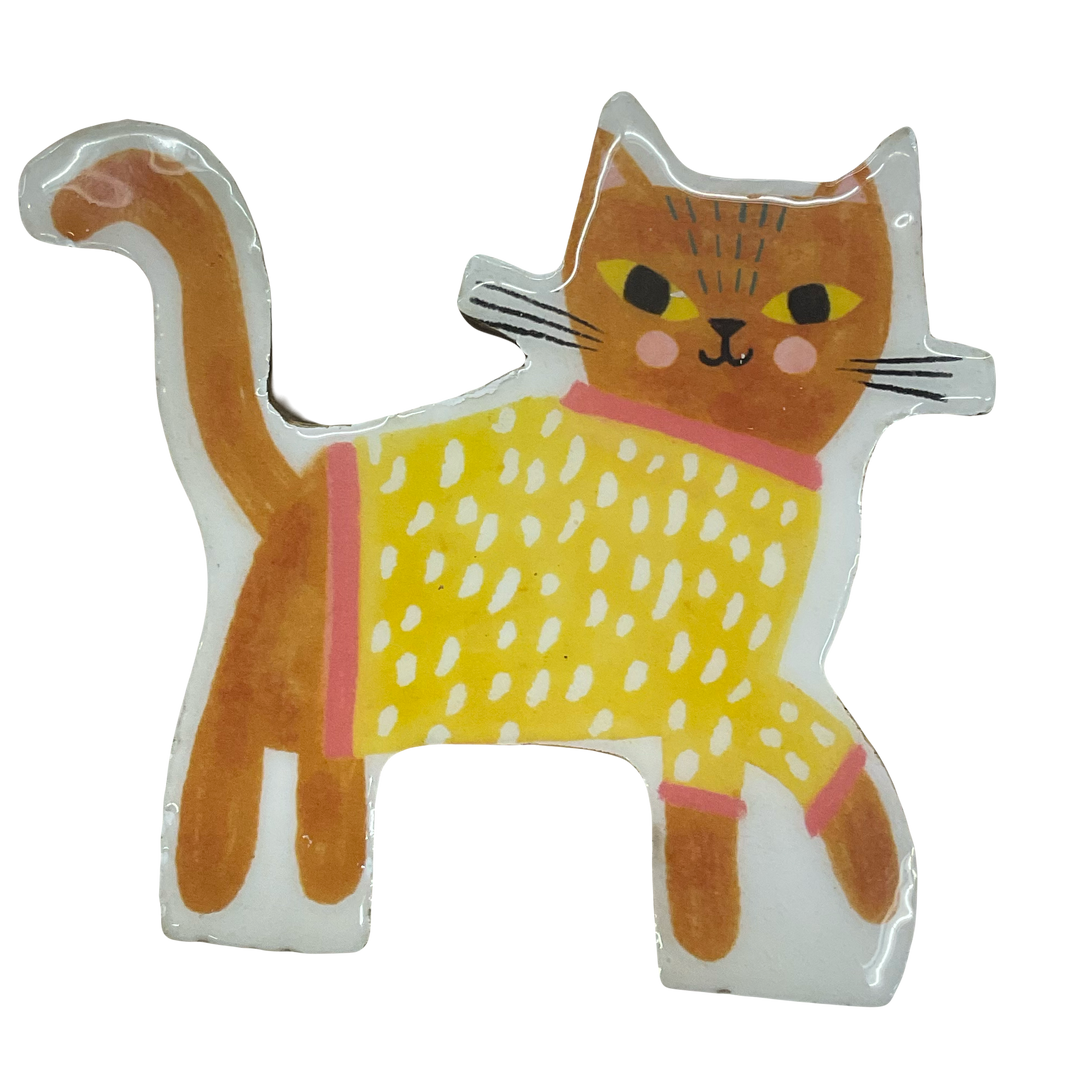 Cat Wooden Block Art
