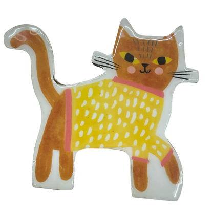 Cat Wooden Block Art