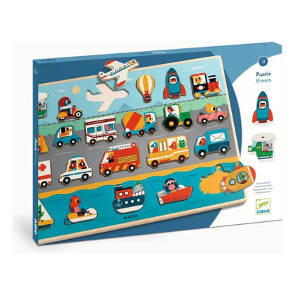Wooden "Vroom" Vehicle Puzzle | Djeco