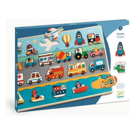 Wooden "Vroom" Vehicle Puzzle | Djeco