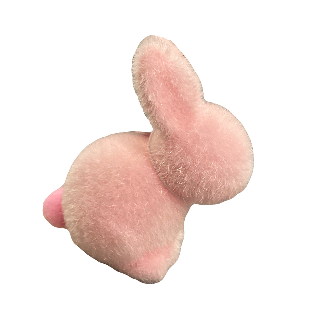 Flocked Pastel Seated Bunny w/ Pom  Pom Tail | 3.5" Figure