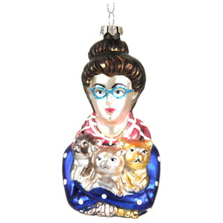 Cat Lady Glass Ornament