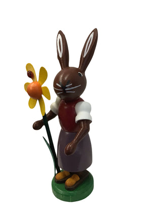 German Wooden Bunny Chocolate with Flower