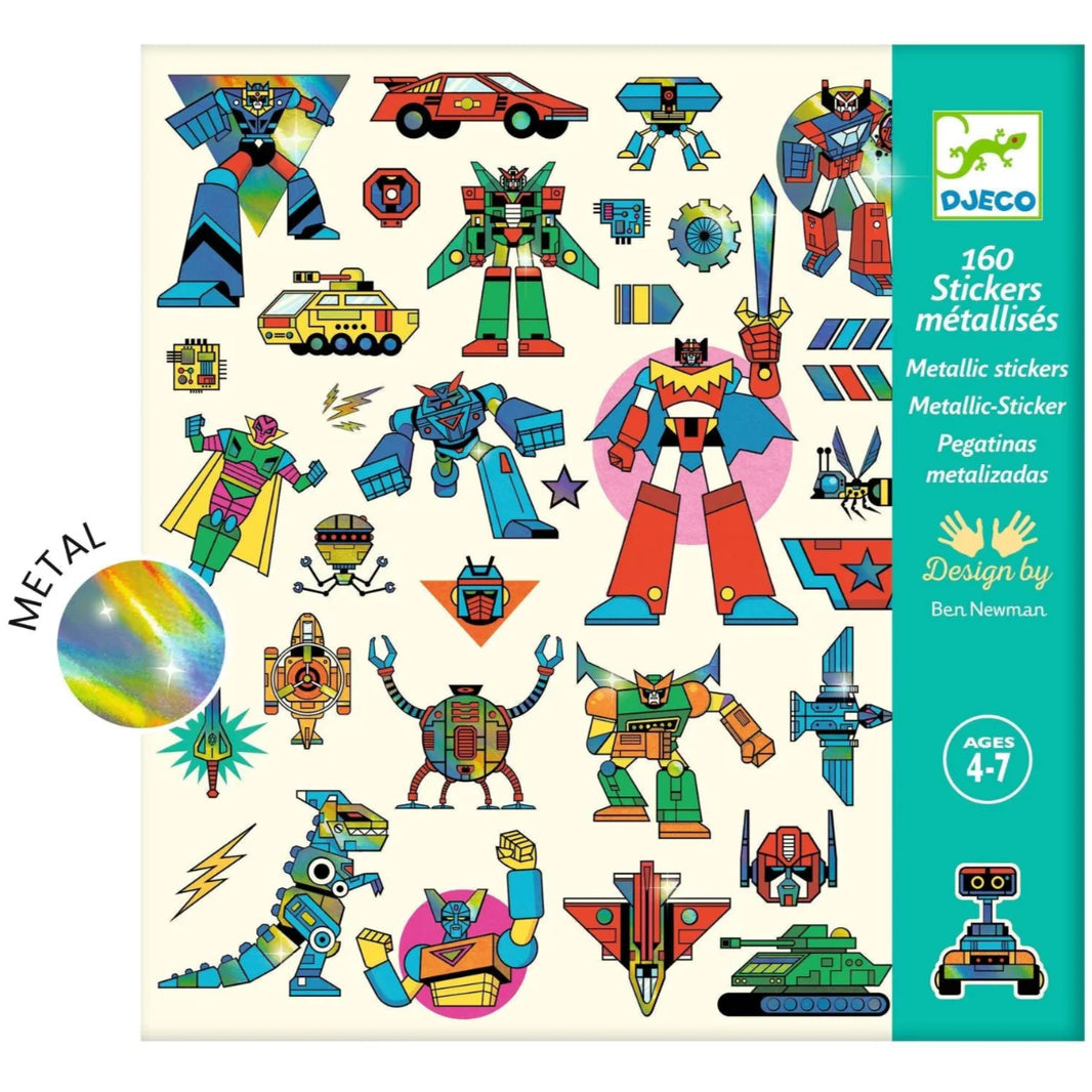Djeco 160 Metallic Stickers - Robots