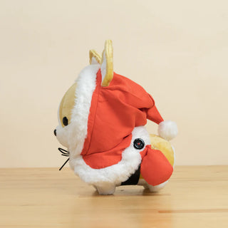 Plush Corgi in Santa Outfit
