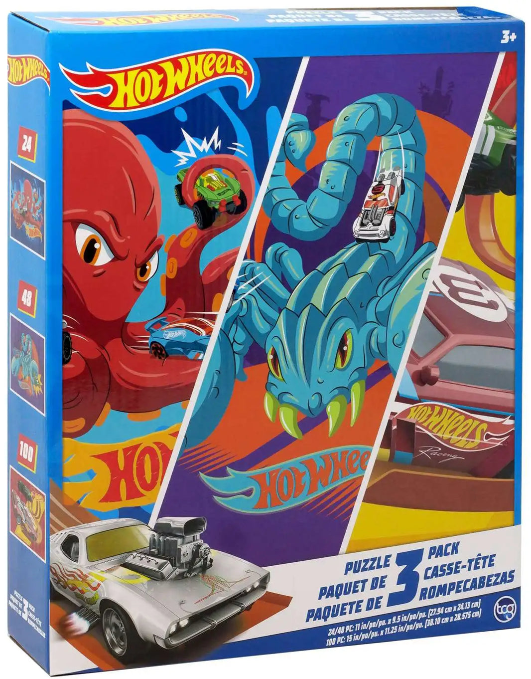 Hot Wheels Puzzles | 3 Pack - 24, 48, & 100 Pieces
