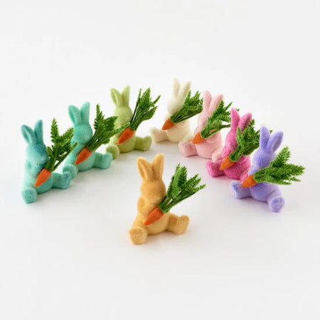 Small Flocked Bunny with Carrot