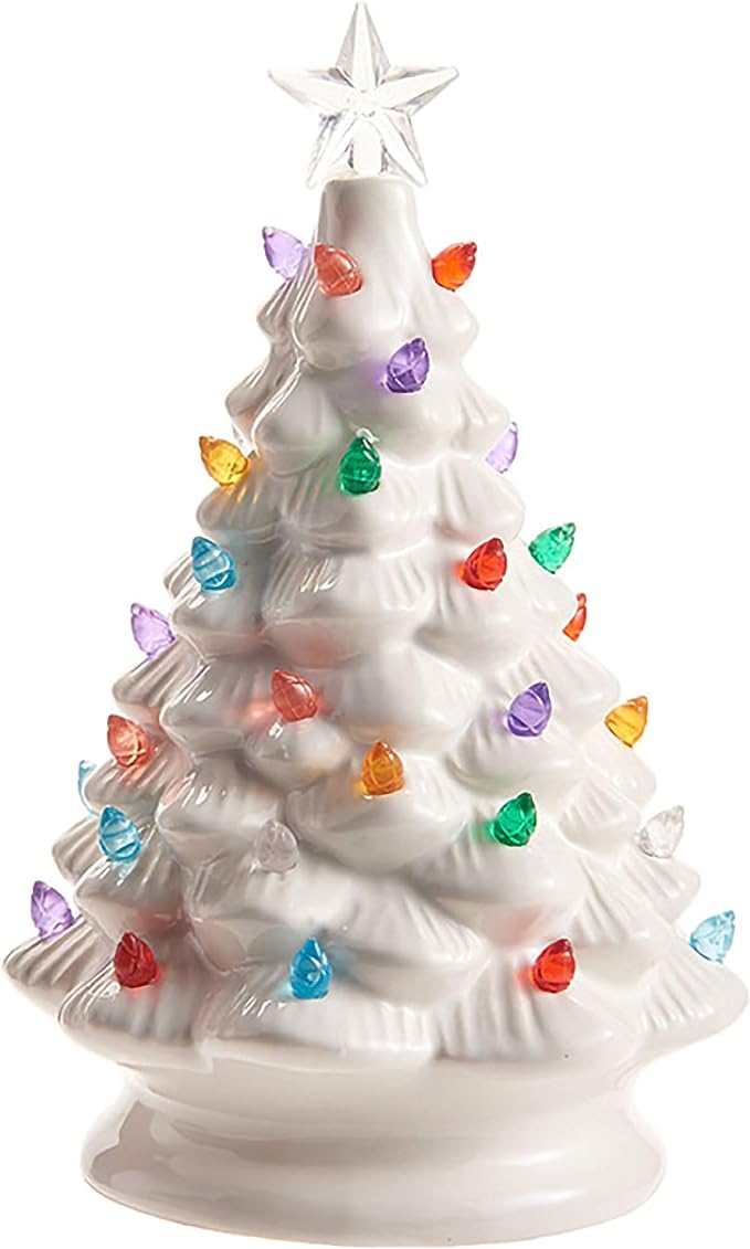 8" Vintage Inspired White Lighted Tree