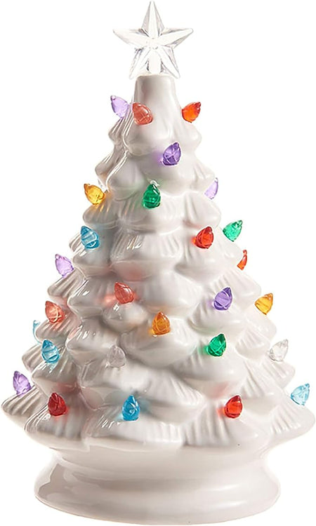 8" Vintage Inspired White Lighted Tree