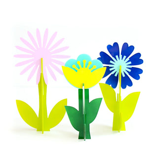 Blue Acrylic 3D Flower Set