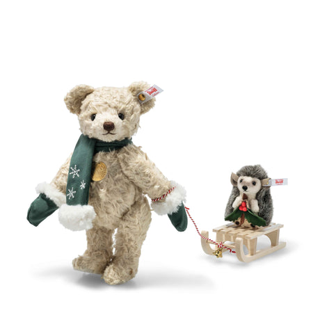 Steiff 007286 Holiday Teddy with Hedgehog on Sled