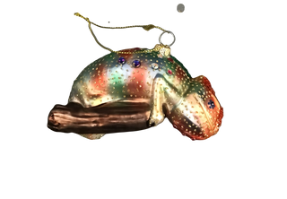 Rainbow Chameleon Glass Ornament