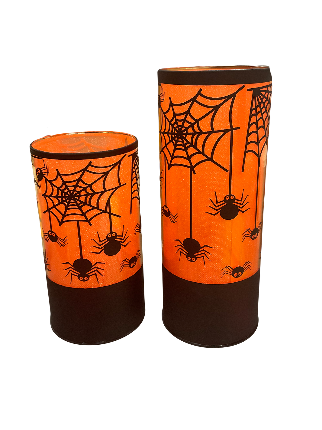 LED Glitter Spider Web Pillar Light