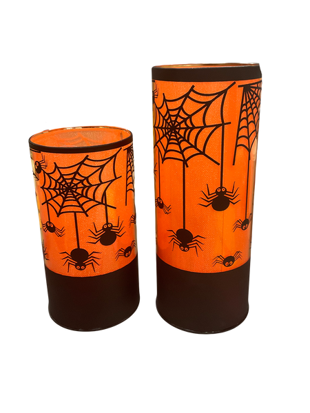 LED Glitter Spider Web Pillar Light