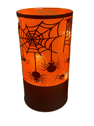 LED Glitter Spider Web Pillar Light